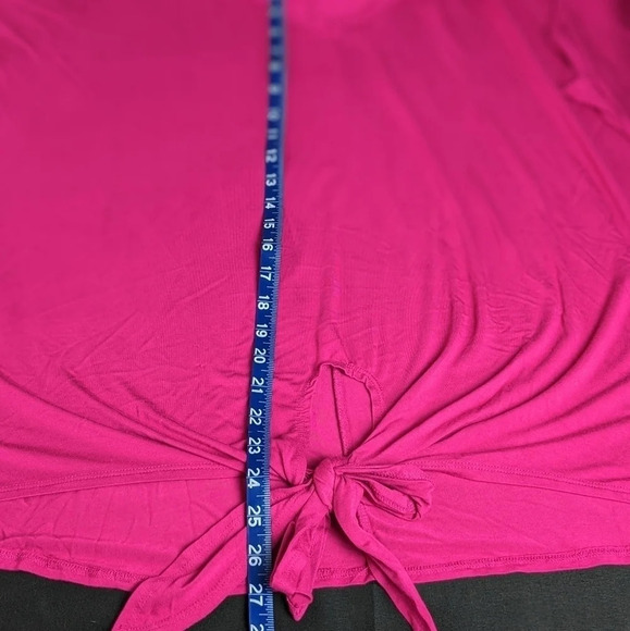 Pink tie front short sleeve blouse, XL - Picture 4 of 7